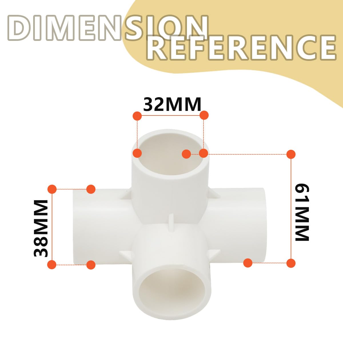 Bwintech 10 Pcs 32MM (1") 4 Way Cubic Tee Slip Connector PVC-U Fitting Elbow Coupling Connector Garden Water Pipe Connection - Image 2