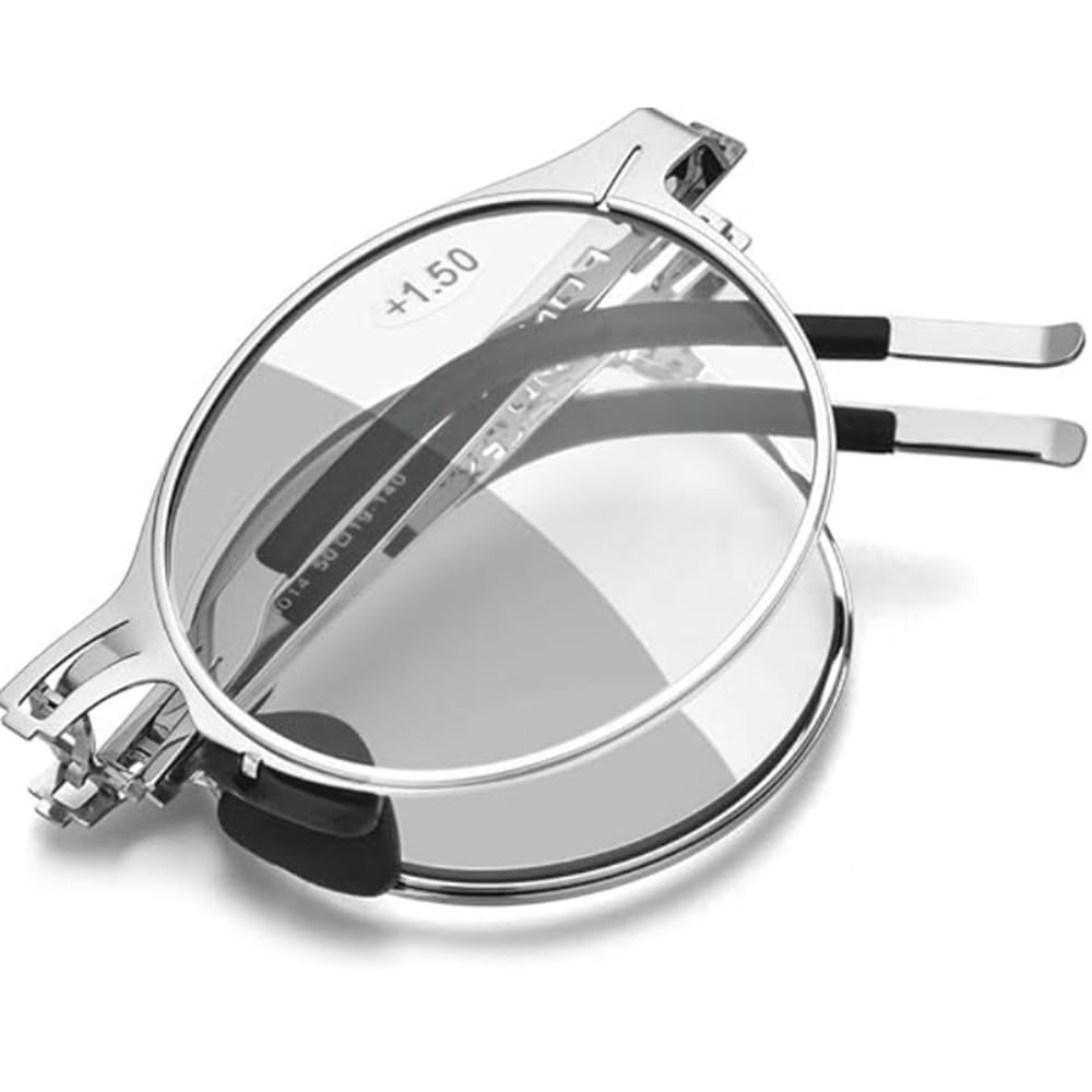 NILZA Gafas De Lectura Plegables Compactas Lectores De Sol Unisex Fotocromática Gafas De Sol Redondo Gafas Presbicia Anti-Ultravioleta (Size : +2.5)