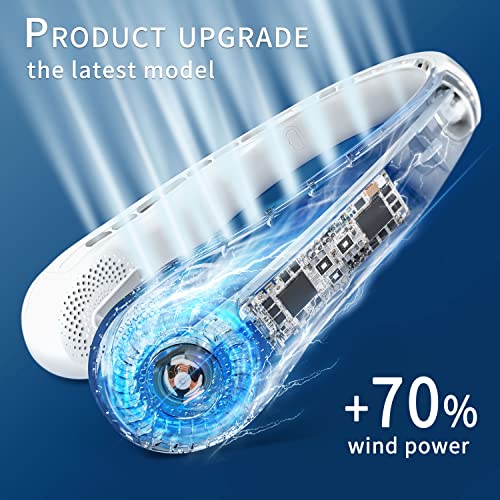Image of FrSara Portable Neck Fan, Bladeless Neck Fan Portable Rechargeable, new upgraded version, 5200mAh , 3-Speed , 360 Surround Wind, Ultra-Quiet, USB Rechargeable, Wearable Portable Fan