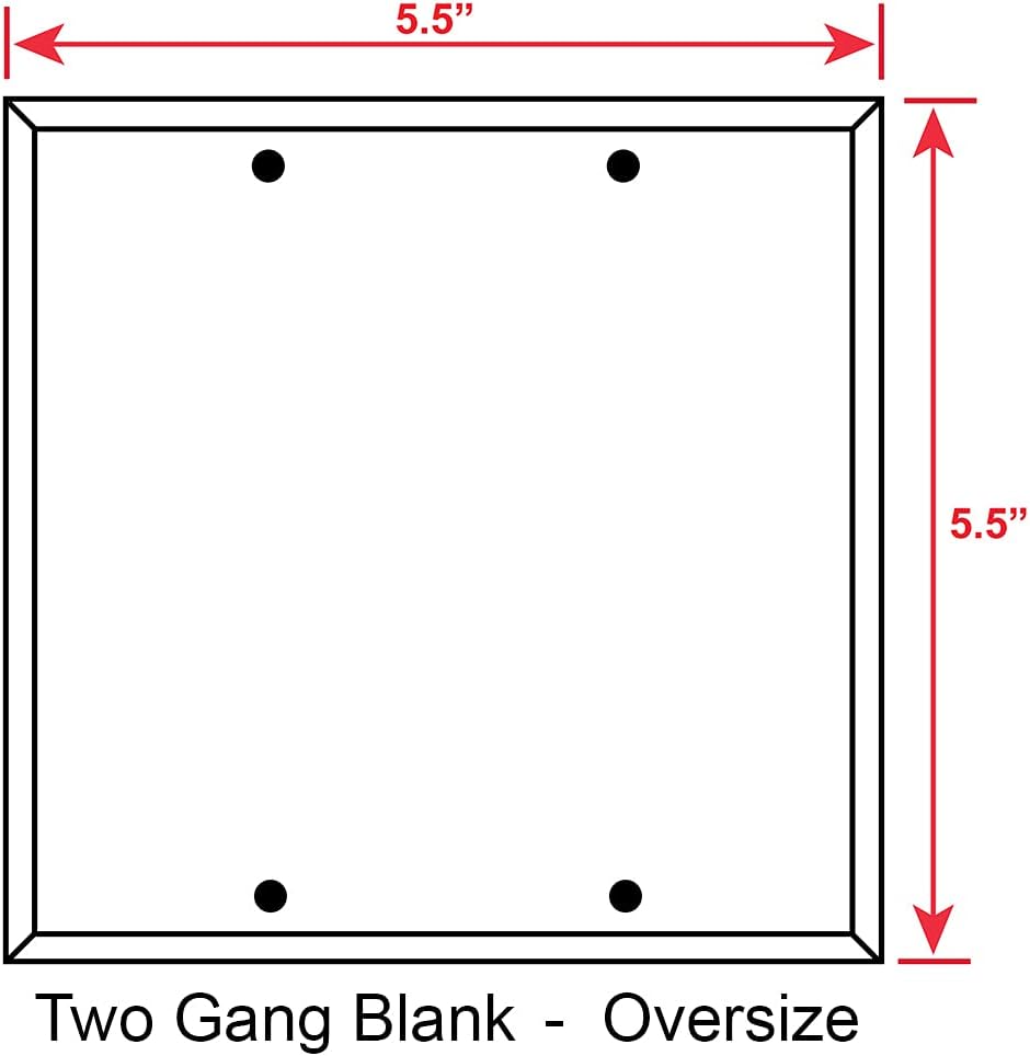 OVERSIZED 2 Gang Blank Stainless Steel Light Switch Cover - Jumbo Two Gang Blank (no holes) Metal Wall Plate, 430 Stainless Steel - Satin finish, UL Listed, Made in USA, 5.5 x 5.5 Inches