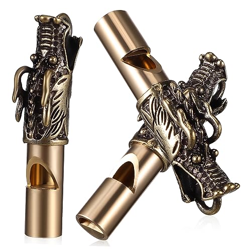 COHEALI 3Pcs Vintage Dragon Head Whistles Loud Survival Whistle for Camping Hiking Self Emergency Situations Durable Construction with Retro Charm