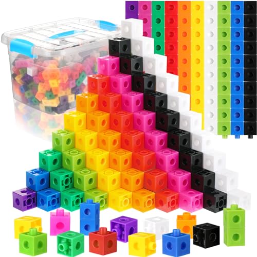 Image of Jenaai 300 Pcs Linking Cubes with Storage Container Counting Cubes, Colorful Plastic Counting Block, Math Manipulatives Classroom Learning Supplies for Preschool Kindergarten(Blue)