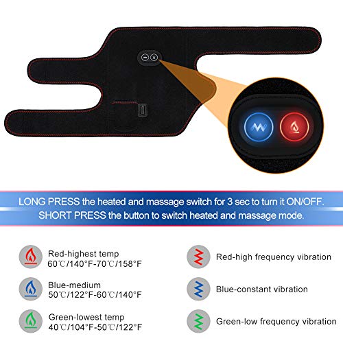 Heated Massage Knee Brace for Men and Women, Adjustable Heated and Massage Knee Heating Pad Thermal Heat Therapy Wrap Hot Compress for Cramps Arthritis Pain Relief Injury Recovery (1 Pair) - Thumbnail 3