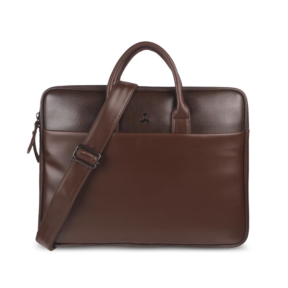 Mochi Unisex Faux Leather Laptop Bag With Premium Metal Logo And Multiple Compartments