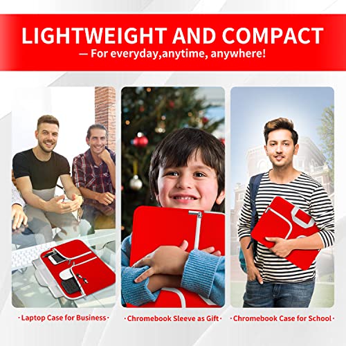 Hestech Chromebook Case,11.6-12.3 Laptop Sleeve Neoprene Computer Bag Handle Protective Cover For Acer R11/Spin 311/Hp Stream/Samsung/Surface Pro X/7/6/5/4/3/Go 12.4"/13 Inch Macbook Air/Pro M2 M1,Red #TOP3