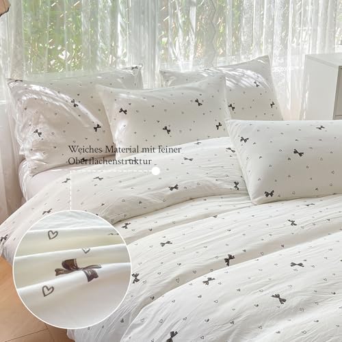 Parure de lit fille avec nœuds et cœurs pour chambre romantique