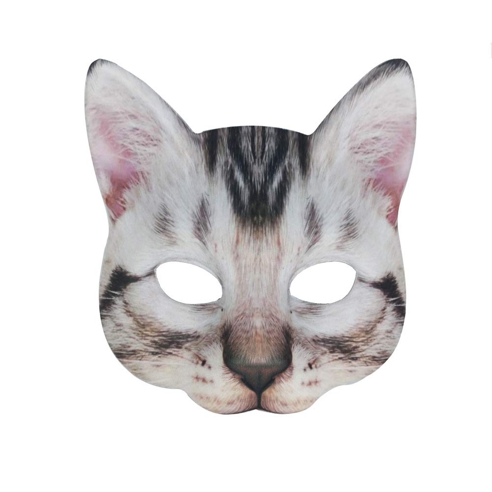 Aiffort 1Pcs Halloween Realistic Cat Masks Animal Cat Mask for Halloween Christmas Easter Novelty Costume Party Accessory