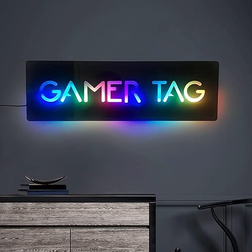 Letrero de neón personalizado con etiqueta de jugador, etiqueta LED de neón para decoración de pared, lámpara de ilusión LED, control remoto de