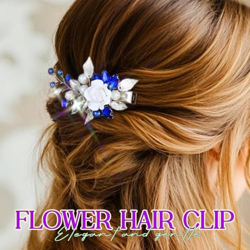 Accesorios para el cabello de boda EVILD Clip de pelo con flor de rhinestone plateado para mujer miniatura 6