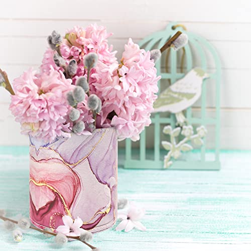Image of Pen Holder for Women Girls, Pencil Cup Pink Desk Decor, Makeup Brush Holder Large Pu Leather Multi-Functional Organizer Cup for Office, Classroom, Home, Colorful Marble