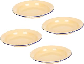 4pcs Enamel Plates Cute Dinnerware for Boys and Girls Trays Pastry Fruit Serving Retro Style
