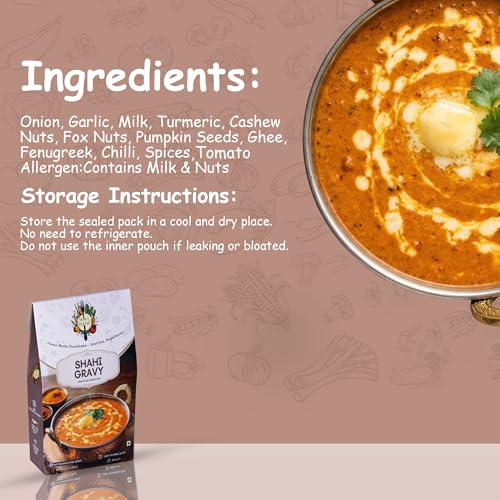 Image of Mom's DryDeli Ready to Cook Shahi Gravy (80g) | Ready in 15 Minutes | Serves 2-3 | No Preservatives | Traditional Home-Cooked Taste | Dried Indian Gravy Base | Easy to Prepare | Healthy & Wholesome