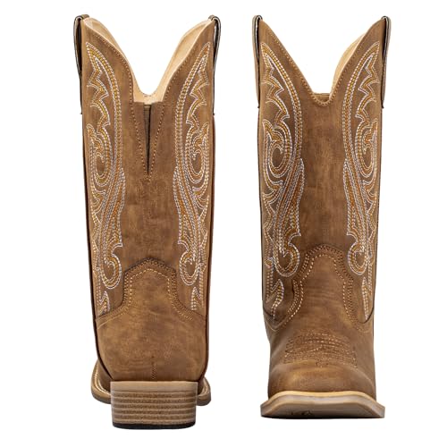 SheSole Extra Wide Calf Cowboy Boots for Women, Brown, 5.5, X-Wide by SheSole - Used condition - Image 5