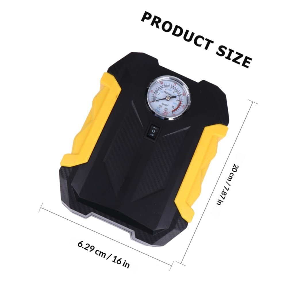 Bomba de Aire Eléctrica Portátil para Bicicleta y Vehículo Todoterreno con Pantalla Digital Inteligente y Batería de 2000mah en Plástico y Metal Amarillo