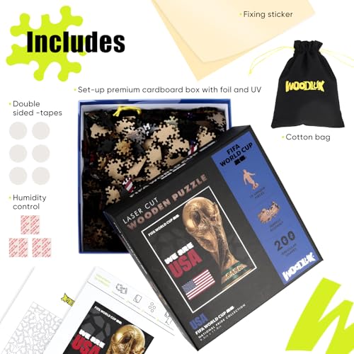 Image of FIFA USA Poster-2 Wooden Puzzle for Adult, 200 Pieces Irregular Shape Puzzle, 5MM Thick, Creative Collectible Gift for Fans, Officially Licensed Product, 9.3 x 12