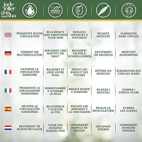 Jade Roller met Gua Sha en Vitamine C Serum - Met Hyaluronzuur, Collageen en Retinol - Gezichtsroller - 100% Pure Jade… - Afbeelding 6