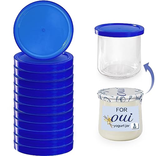 Oui Yogurt Jar Lids - 12 pack Oui Lids for Yoplait Yogurt Container, Sealed against leaks lids for oui yogurt jars Blue…