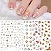 NICENEEDED Adesivi per Nail Art In Rilievo Stereoscopico 5D, 4 foglio di Decalcomanie Autoadesive per Unghie A Tema Primavera Estate, Forniture per Unghie Adesivi Stile Oceano Ciambella Girasole