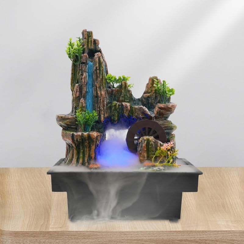 Fontaine de rocaille d'intérieur feng shui avec cascade d'eau