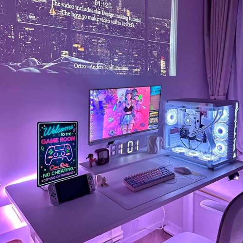Funny-Rinted-Neon-Gaming-Metal-Poster-for-Gaming-Room-Wall-Door-Decor-Gift-for-Teen-Boy-Boyfriend-Welcome-To-The-Game-Room-Sign-8-x-12-Inches