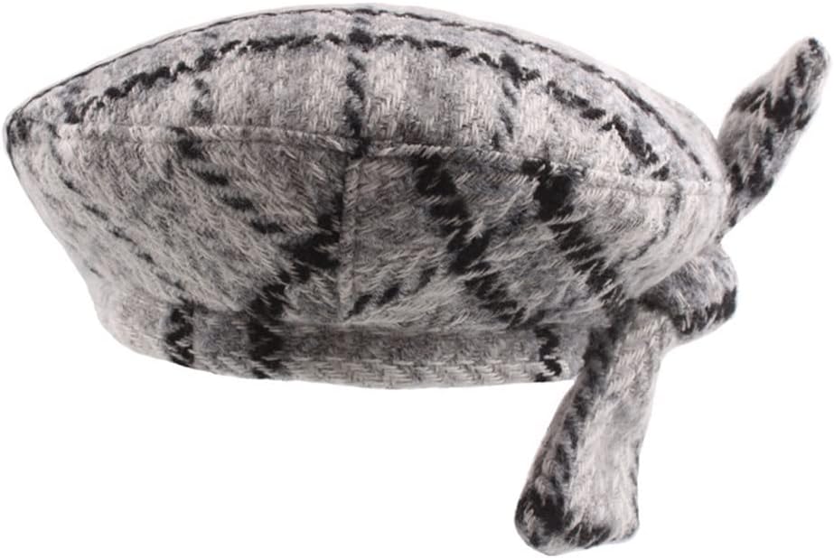 JSEIAJB Autumn and Winter Wool Thread Blended Knitted Beret Ladies Painter Cap Woolen Hat