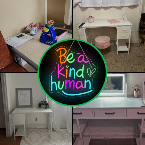 Image of LED Neon Signs for Wall Decor Be a Kind Human Colorful Letter Inspirational Words Neon Light USB Powered Dimmable Light up sign for Bedroom Home Party Gift Class Room Decor