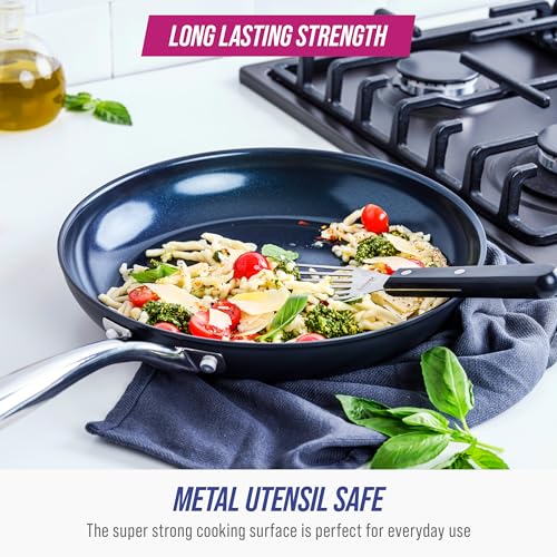 Image of Blue Diamond Cookware Hard Anodized Ceramic Nonstick, 10 inch Frying Pan Skillet, PFAS-Free, Dishwasher Safe, Oven Safe, Grey