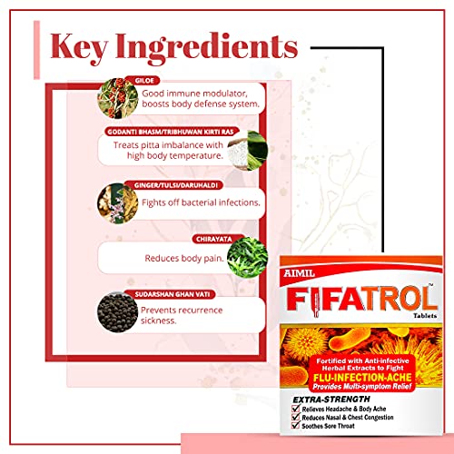 Image of AIMIL Fifatrol Tablets | Extra Strength Anti-Infective Immunity Booster | Multi-Symptom Relief for Cold, Flu, Nasal & Chest Congestion | 30 Tablets (Pack of 2)