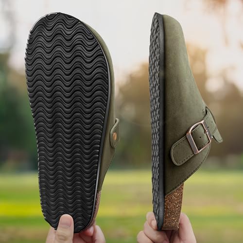 Image of BULLIANT Women Mules Clogs-Memory Foam Cushioned Cork Footbed-Fleece Lined