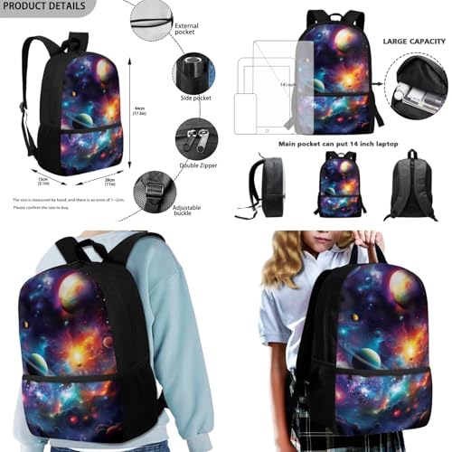 Space Planets Backpack for Boys 3 Pieces Bookbag with Lunch Box Set Lightweight School Bag for Boys for ELementary School Students Casual Book Bag2