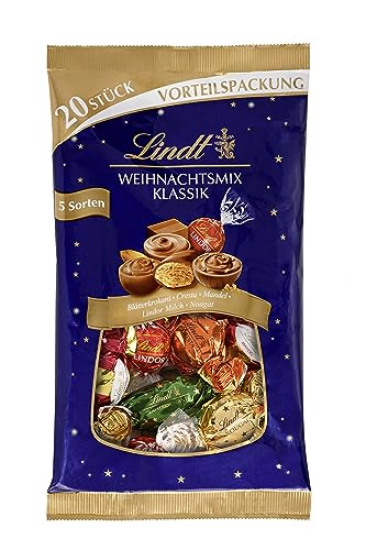 Lindt Weihnachtsmix Schokolade | 260g | Klassiker XXL Mischbeutel mit fünf weihnachtlichen Sorten | Edle Schokoladenvielfalt im Geschenkbeutel | Festliches Schoko-Geschenk zu Weihnachten