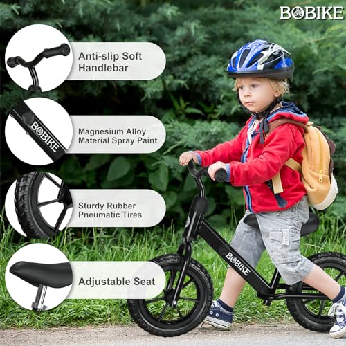Image of Bobike Toddler Balance Bike Toys for 2 to 5 Year Old Girls Boys Adjustable Seat and Handlebar No-Pedal Training Bike Best Gifts for Kids