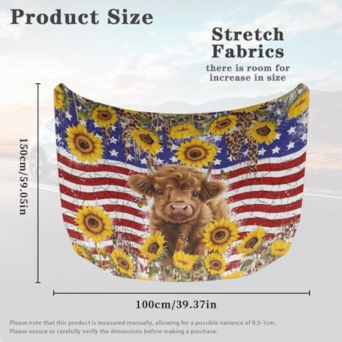 Image of Car Hood Cover,Cow and Sunflower All Weather Comfortable Car Hood Cover Protector Suitable Most Automotive Sedans Trucks Pickup Sports Cars for Outdoor