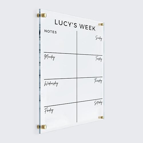 Personalized Weekly Planner Acrylic - Personalized Calendar 2024, Personalized Dry Erase Board, Horizontal Wall Calendar, Monthly and Weekly
