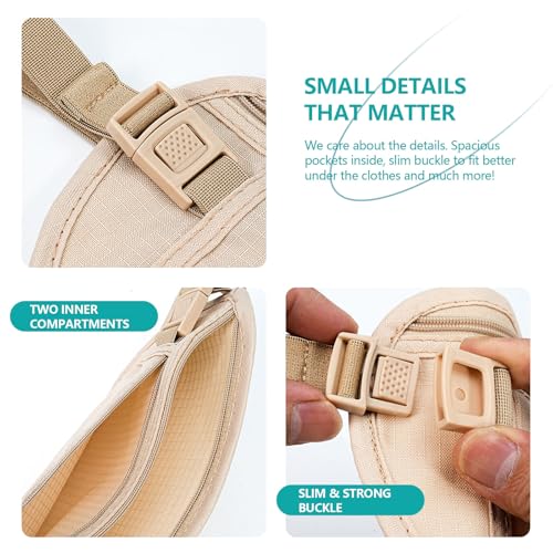 Image of 2 pcs Travel Money Belt, Waist Wallet, Hidden Pouch for Passport, Phone, Keys, Credit Cards, Ideal for Women, Men, Travel, Daily Use, Outdoor, Gym, Running, Biking, Shopping (2 colors)
