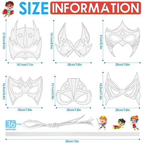 Sosation SOSATION-HERO BLANK-19 36 Pcs Color Your Own Hero Masks Diy Paper Masks Craft Blank Graffiti Masks With Ropes For Kids Birthday Party thumb #1