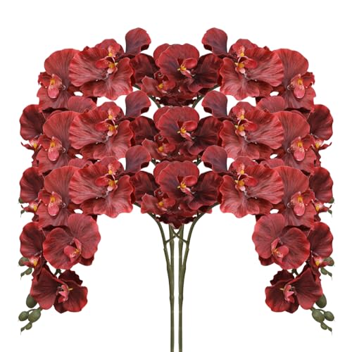 Orchideen Künstliche Blumen 6 Blumensträuße 38,6 Zoll Künstliche Phalaenopsis Blumen für Heimdekoration für/Hochzeit/Weihnachten/Party/Gartenbüro-D