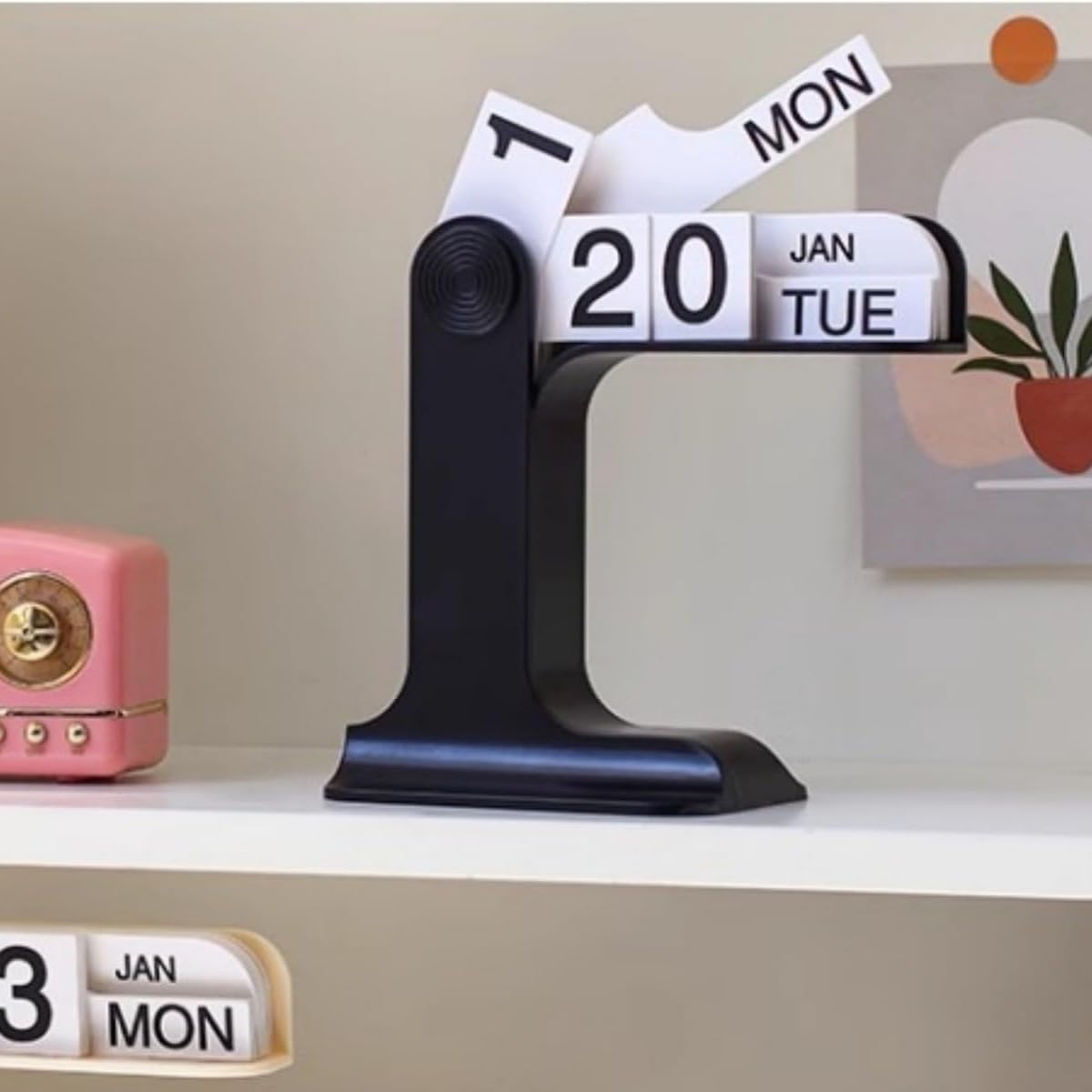 Ubric Desk Perpetual Flip Calendar with Ornaments Office Calendar