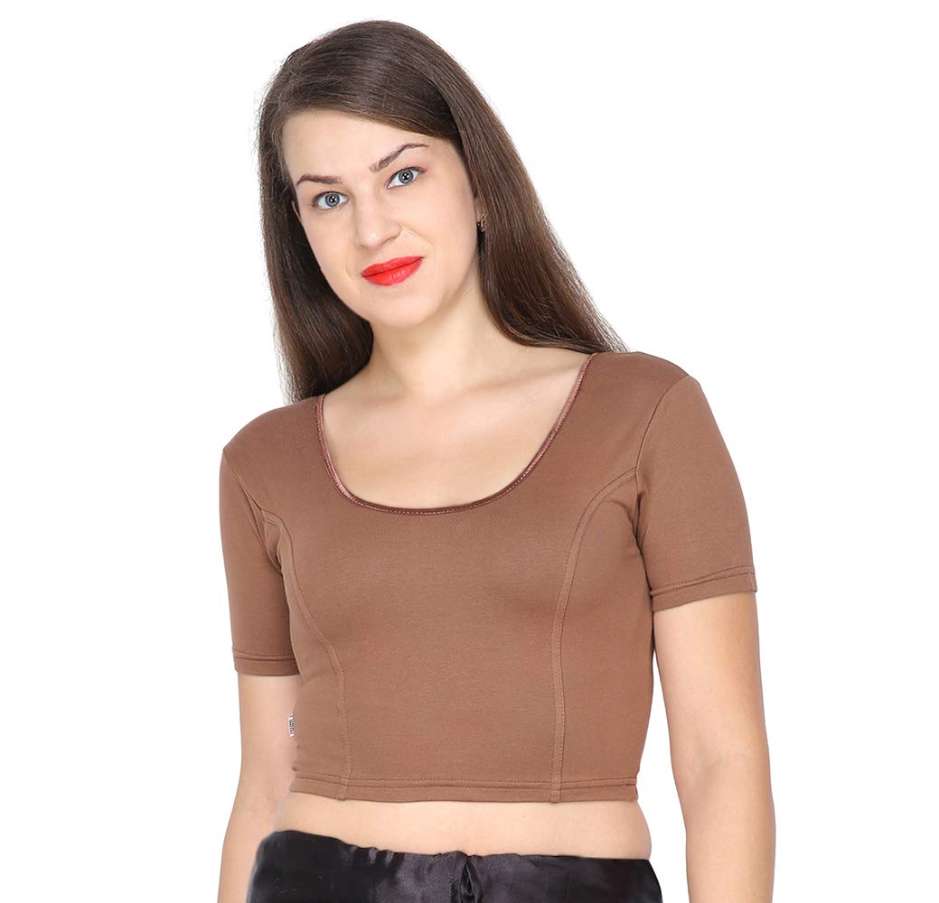 FEMULA Anjali Half Sleeves Cotton Blouse (Brown, 40)