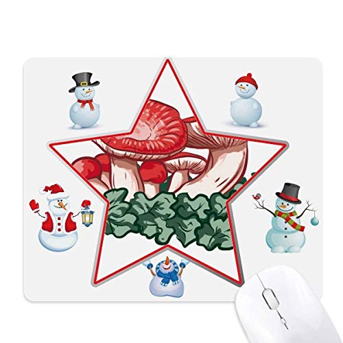 Tapis de souris Grand Champignon Rouge et Bonhomme de Neige de Noël
