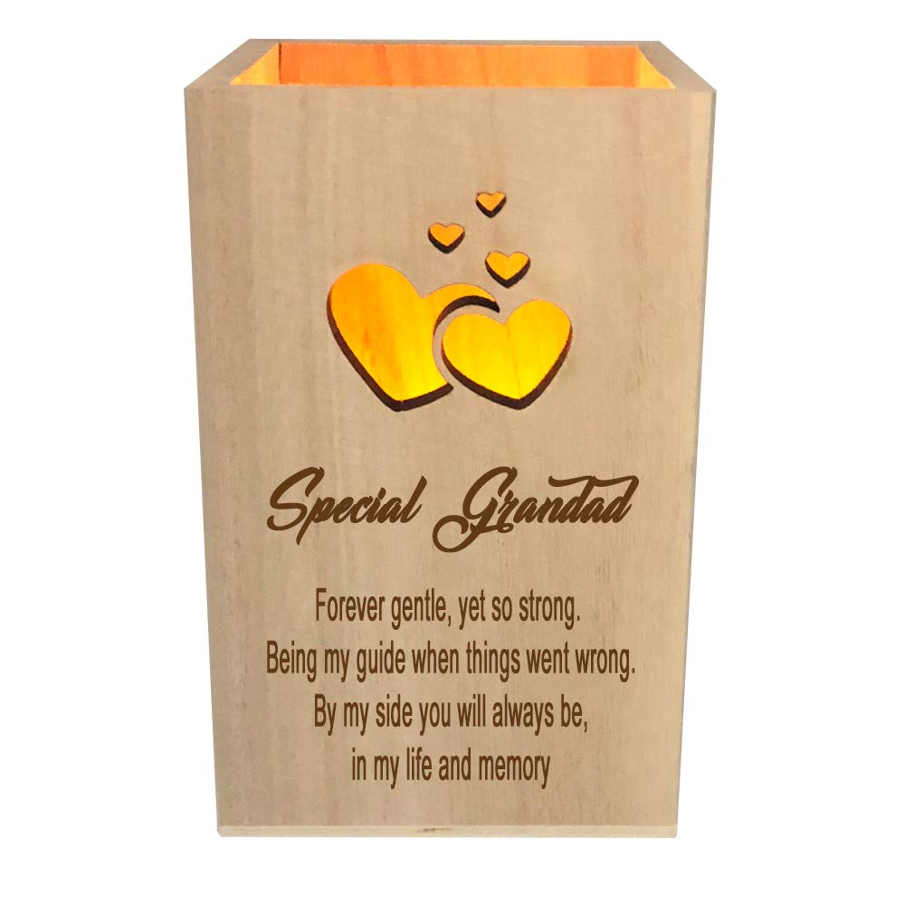 Ukgiftstoreonline Light Grandad Remembrance Memorial Sentiment Led Tea Holder Keepsake