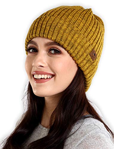 Winter Beanie Knit Hats for Men & Women - Cuff Beanie Watch Cap - Warm, Stretchy & Soft Knitted Hats - Stylish Toboggan Skull Caps for Cold Weather - Serious Beanies for Serious Style Mustard