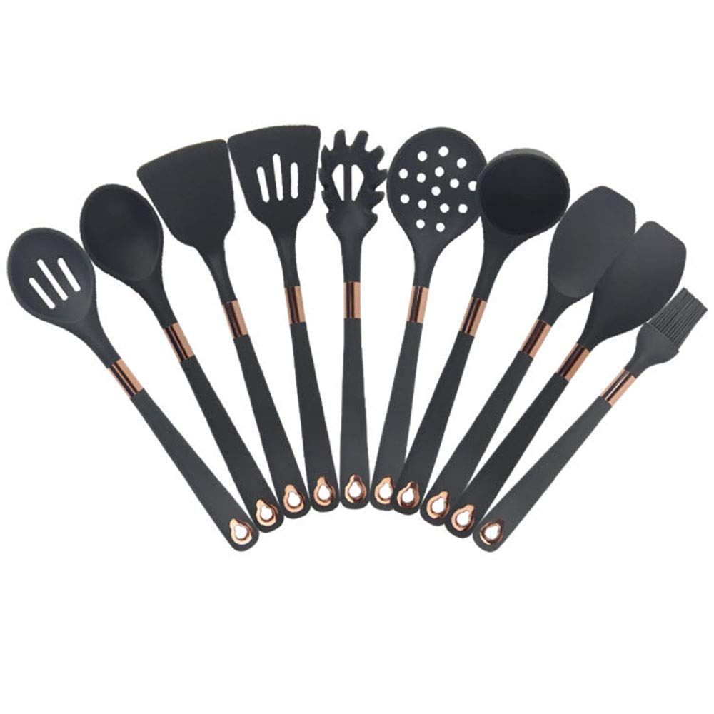 Silicone Utensils, Set of 10 Silicone Cooking Set Including Brush, Spoon, Spatula, Non-Stick and Heat Resistant, Silicone Spatula for Cooking & Baking, Fit Dishwasher