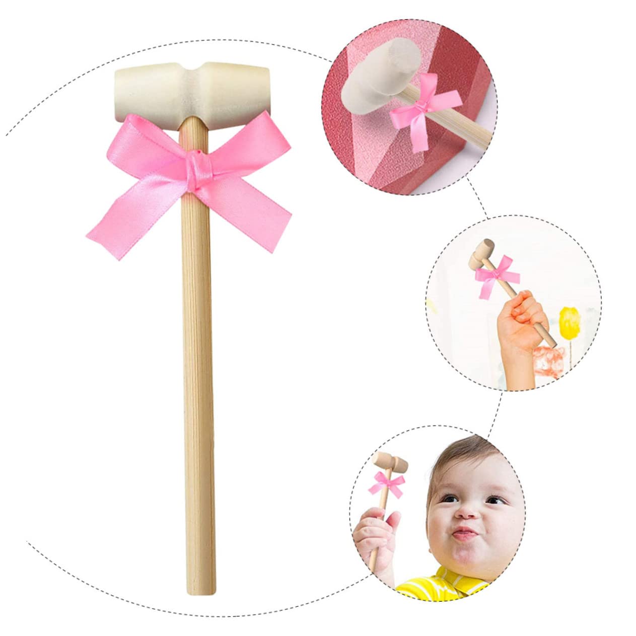 Garneck 5pcs Wooden Hammers Spherical Crab Hammers Natural Hardwood Seafood Tool Shellfish Shelling Boys and Girls Mini Mallets