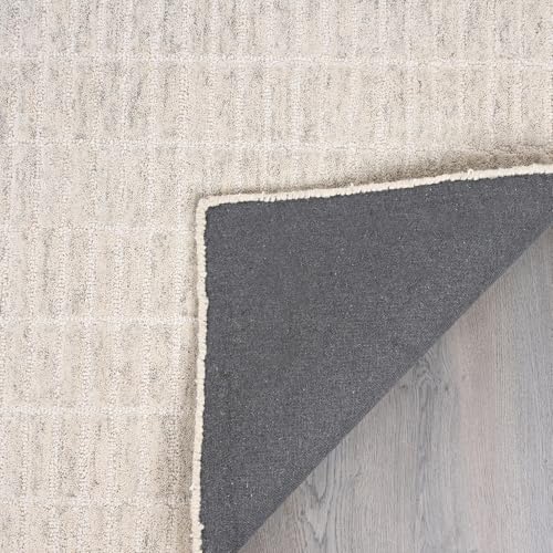 Image of Restoration and Renovation Hand-Tufted 100% Wool Area Rug - Unique Modern Geometric Grid Pattern, Soft Plush Textured Carpet for Living Room, Bedroom, Dining Room & Entryway (Grey, 7.6' x 9.6')