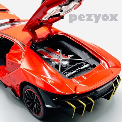 Image of Metal car Toy Lamborgheni LP770 Alloy Diecast Collectible Toy Vehicle with Light and Sound Pull Back Toy Car for Boys (Red)
