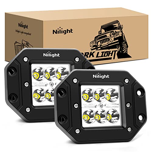 Nilight - NI23C-18W 2PCS 18W Spot LED Work Light Driving Lights Led Light Bar Off Road Led Lights Flush Mount for Truck Tacoma Bumper ATV UTV