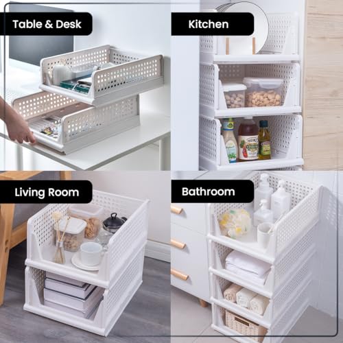 Image of CHESTON Wardrobe Organizer for Clothes Foldable & Stackable Almirah /Cupboard for Clothes Multi Purpose Plastic Shelf Clothes Box for Wardrobe Pack of 1