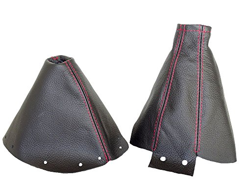 The Tuning-Shop for Nissan 300ZX 1989-2000 Shift & E Brake Boot Black Genuine Leather RED Stitching