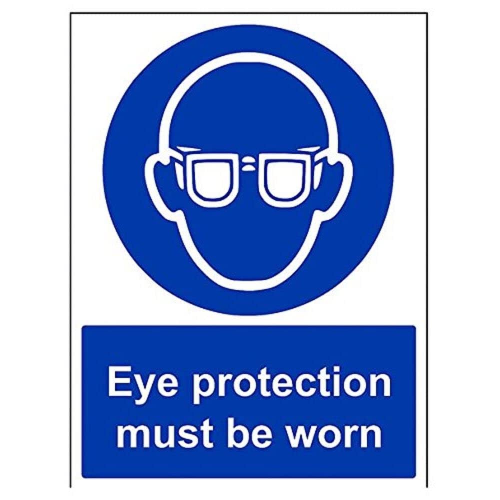 V Safety Eye Protection Must Be Worn PPE Sign - 300mm x 400mm - Self Adhesive Vinyl